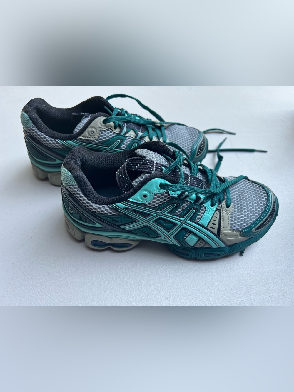 Asics Teal and Gray Women's Athletic Running Shoes